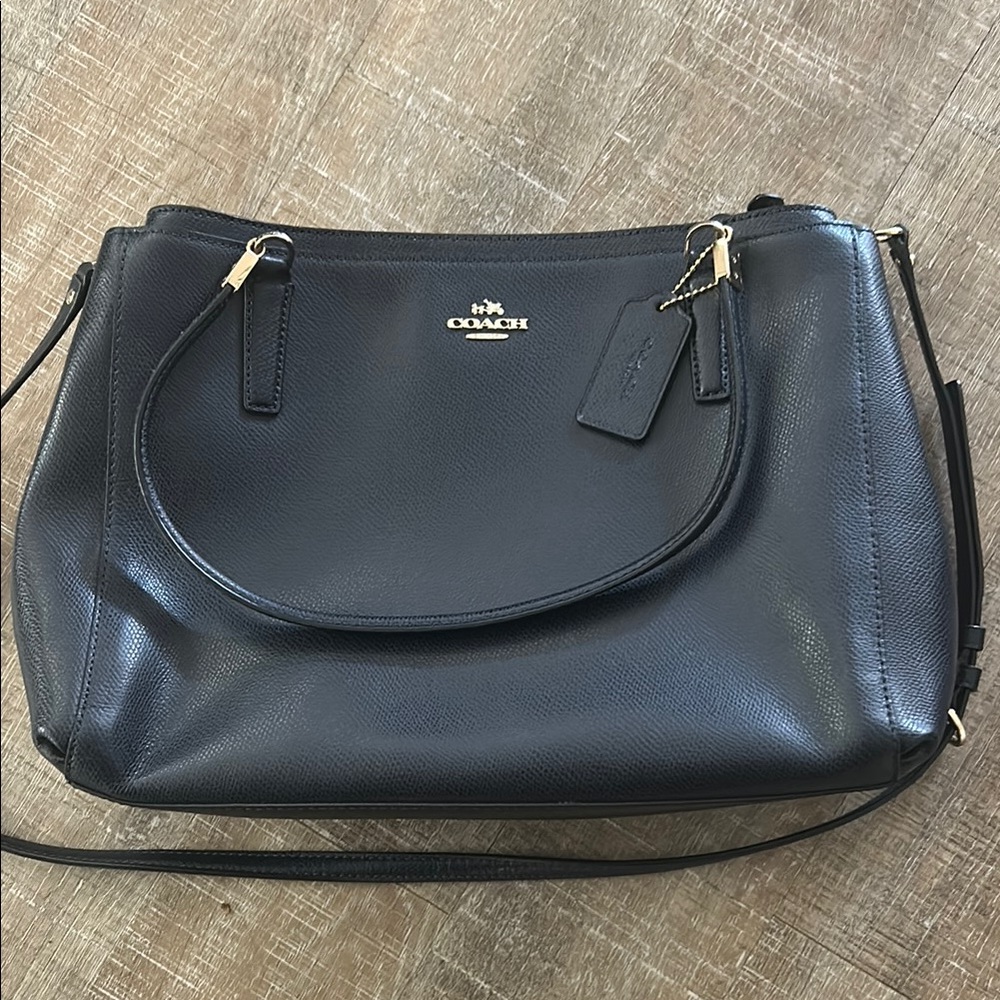 Coach Deep Blue Bag with Gold Accents